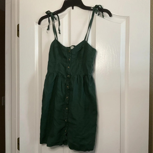 Aerie Womens Mini Sundress W/Button-look & Smocked Back W/Tie Straps Size‎ XS - Picture 1 of 5